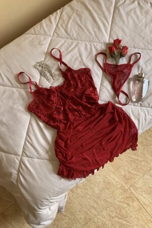 LINGERIE SEXY EN DENTELLE ROUGE ♥️