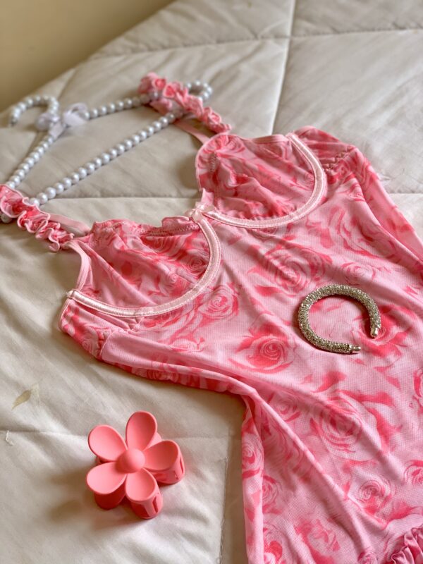 2 pièces/set Robe à bretelles imprimé floral romantique - Image 2