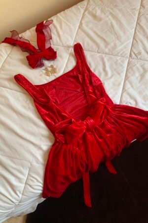 Robe Vintage en Velours Rouge
