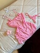 LINGERIE SEXY EN DENTELLE ROSE 🩷