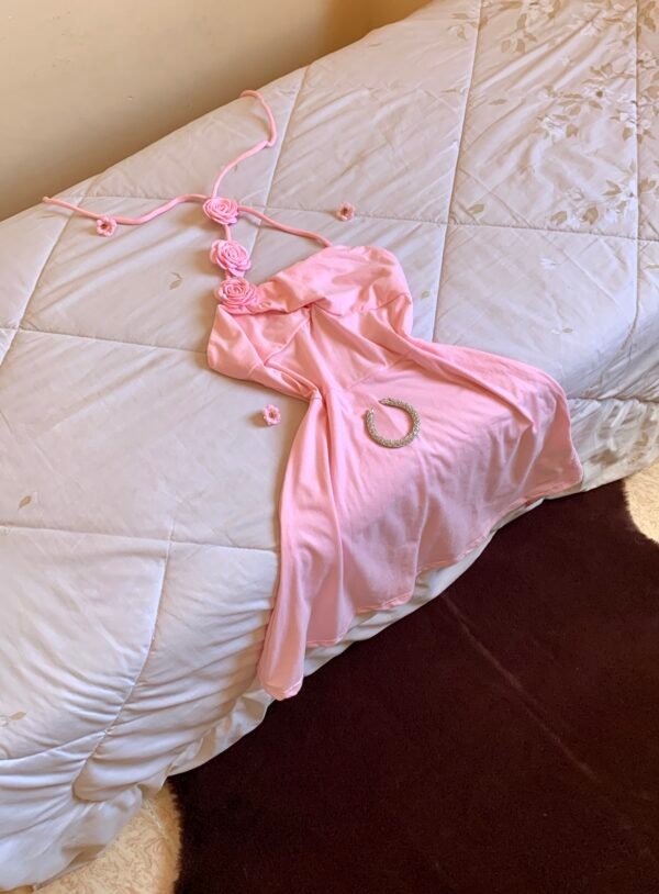 Robe mini des fleure 3D rose