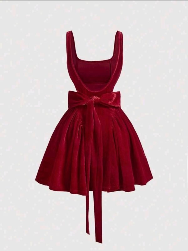 Robe Vintage en Velours Rouge - Image 3