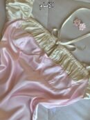 Robe satin mini rose/beige sur taille avec fermeture