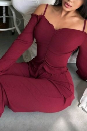 Pyjama burgundy Offshoulders sexy