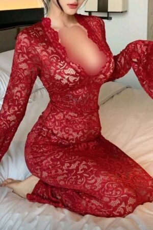 DAZY nuisette longue sexy en dentelle rouge