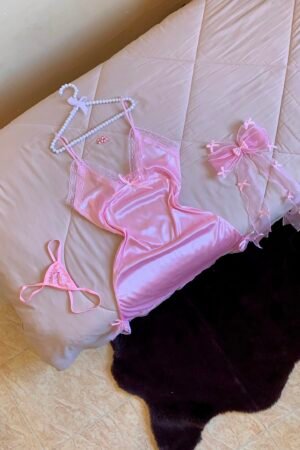 Nuisette sexy dentelle rose